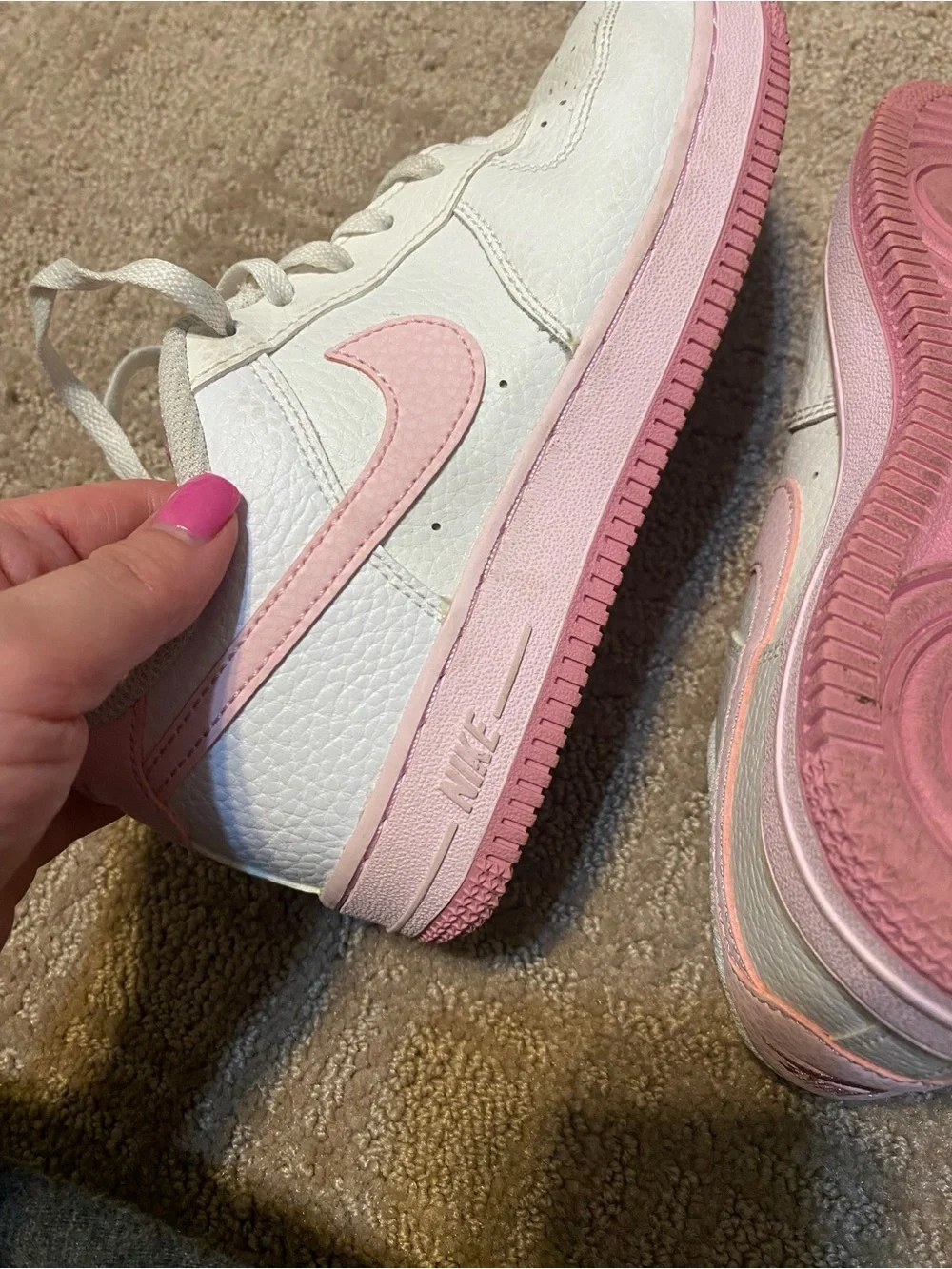 {Nike} Air Force 1 Low White Pink Foam ~ Size 3Y / EUR 35